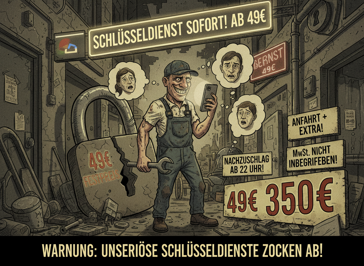 49 Euro Tueroeffnung? Die Wahrheit hinter guenstigen Schluesseldienst-Anzeigen